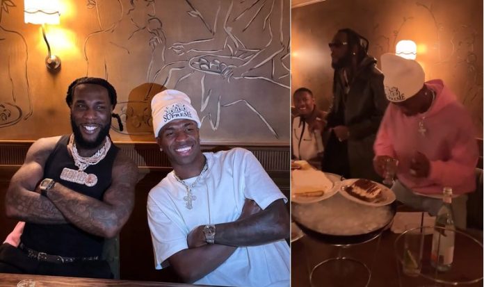 Nigerian singer Burna Boy hangs out with Real Madrid stars Vinicius Jr, Camavinga, Rüdiger, Tchouaméni, Alaba, and Mendy in Paris (video)